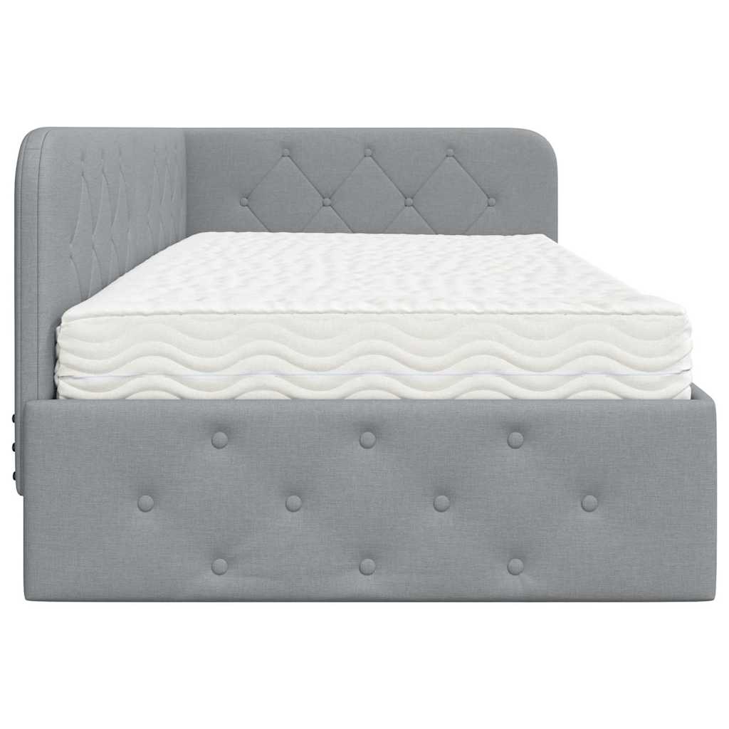 Cadre de lit d’angle gris clair 90 x 190 cm en tissu - 8