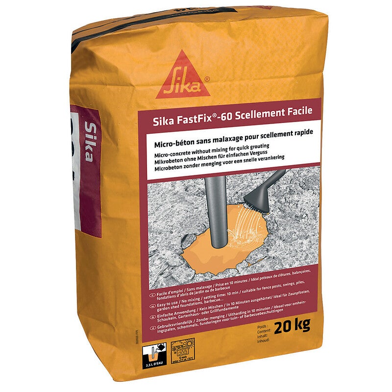 Micro-béton pour scellement facile SIKA FastFix-60 - 20 Kg - 4