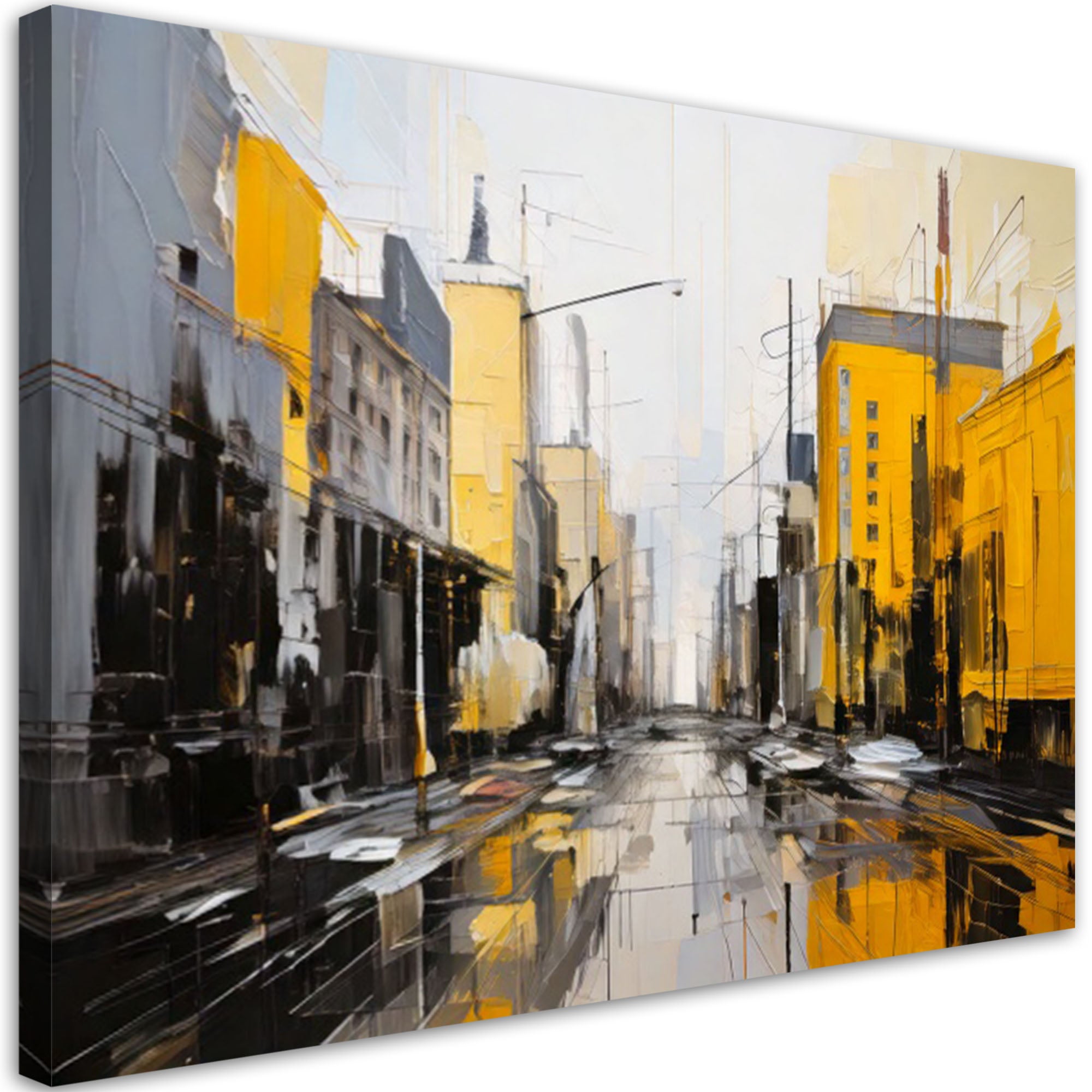 Nowoczesny obraz do salonu, Architektura miasta abstrakcja zółty 60x40