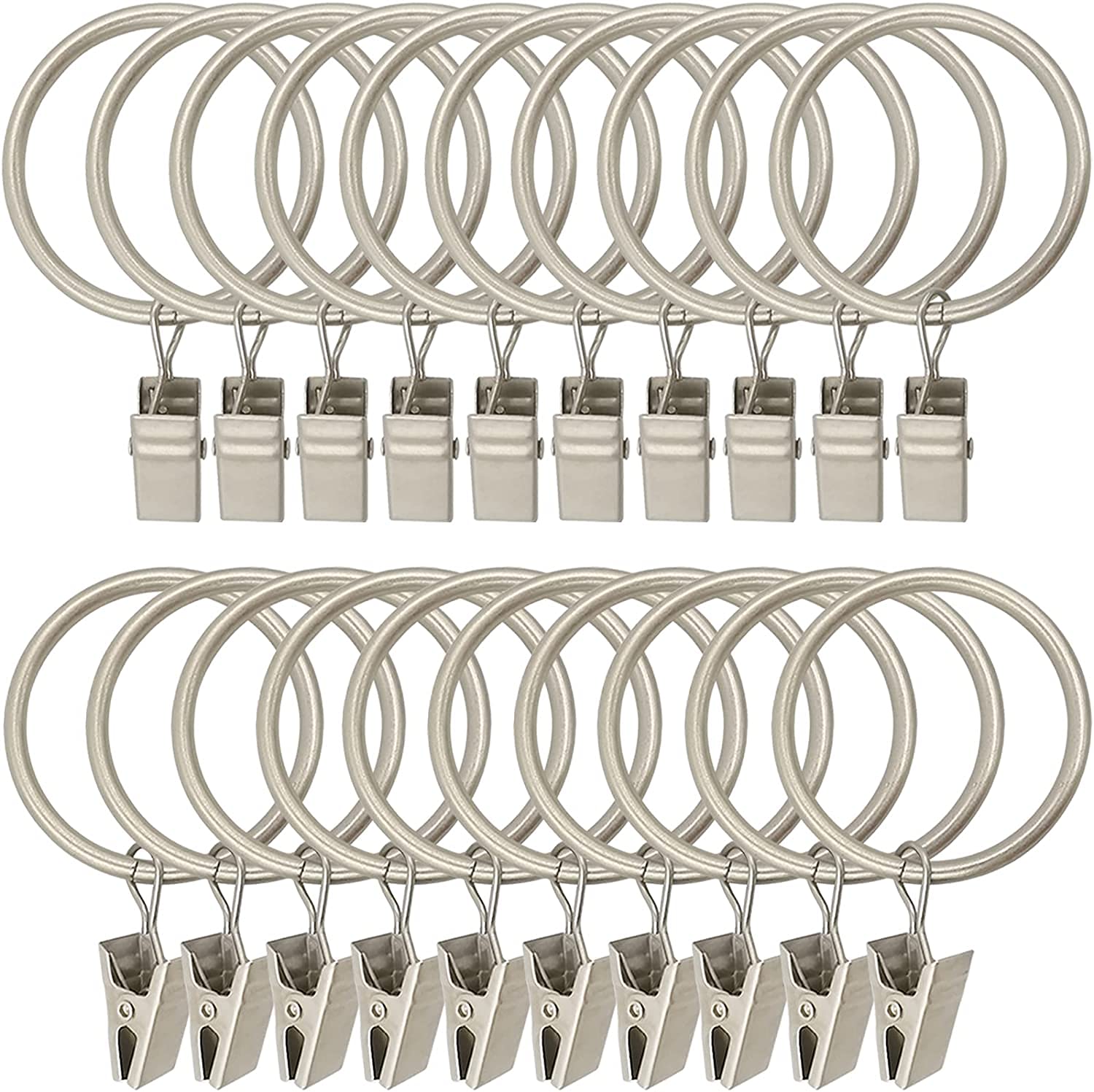 30 anneaux de rideaux en métal - Clips de rideaux robustes, durables et ...