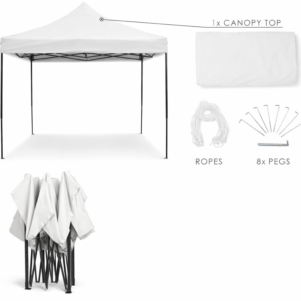 DUPI Carpa Plegable 3x3 Metros | Patas Negras | Incluye Cerramiento Perimetral Gazebo | Set Laterales con 3 Ventanas y 1 Cerramiento | Blanca - 5
