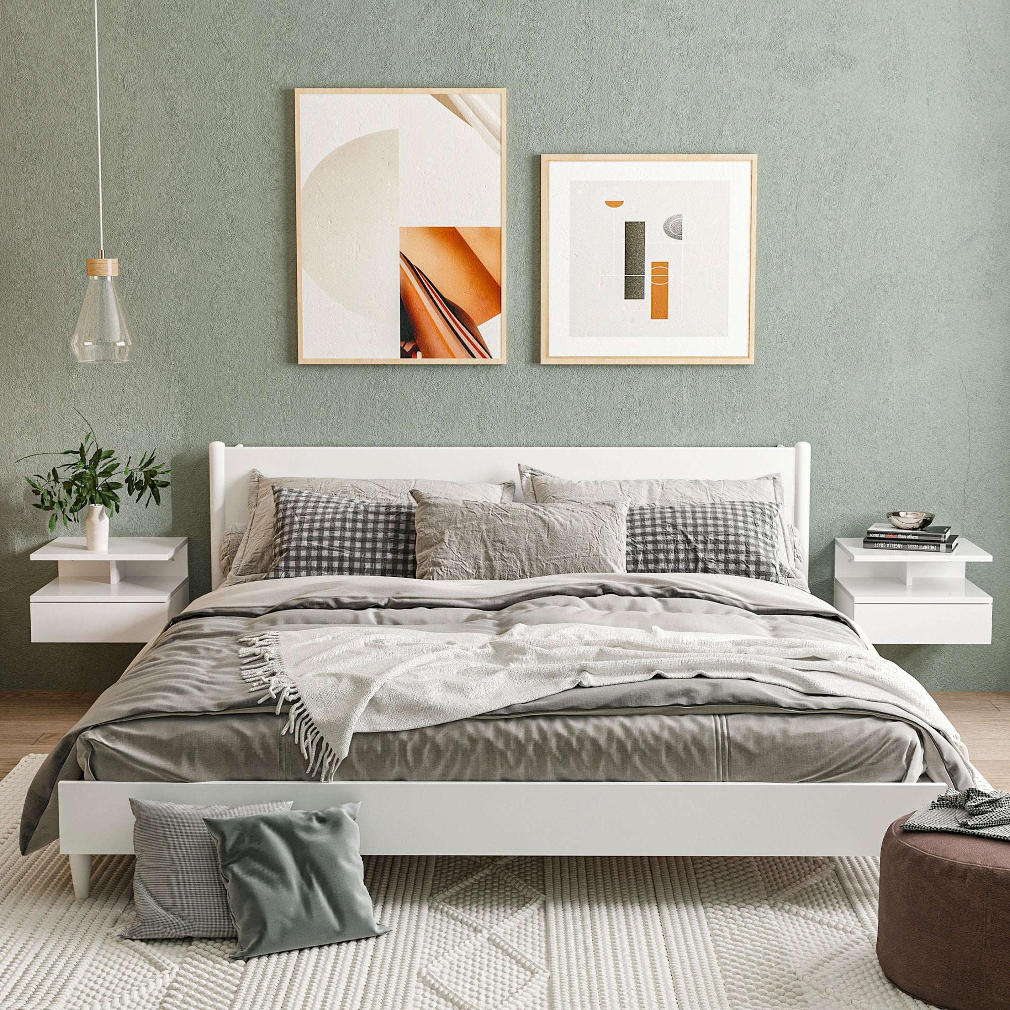 Mesitas de Noche HOMCOM Melamina de Madera Blanco 35x32x22.5 cm - 2