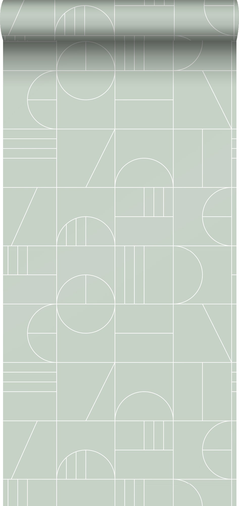 Tapeta motyw art déco miętowej zieleniIbiałym - 53 cm x 10.05 m - ESTAHOME