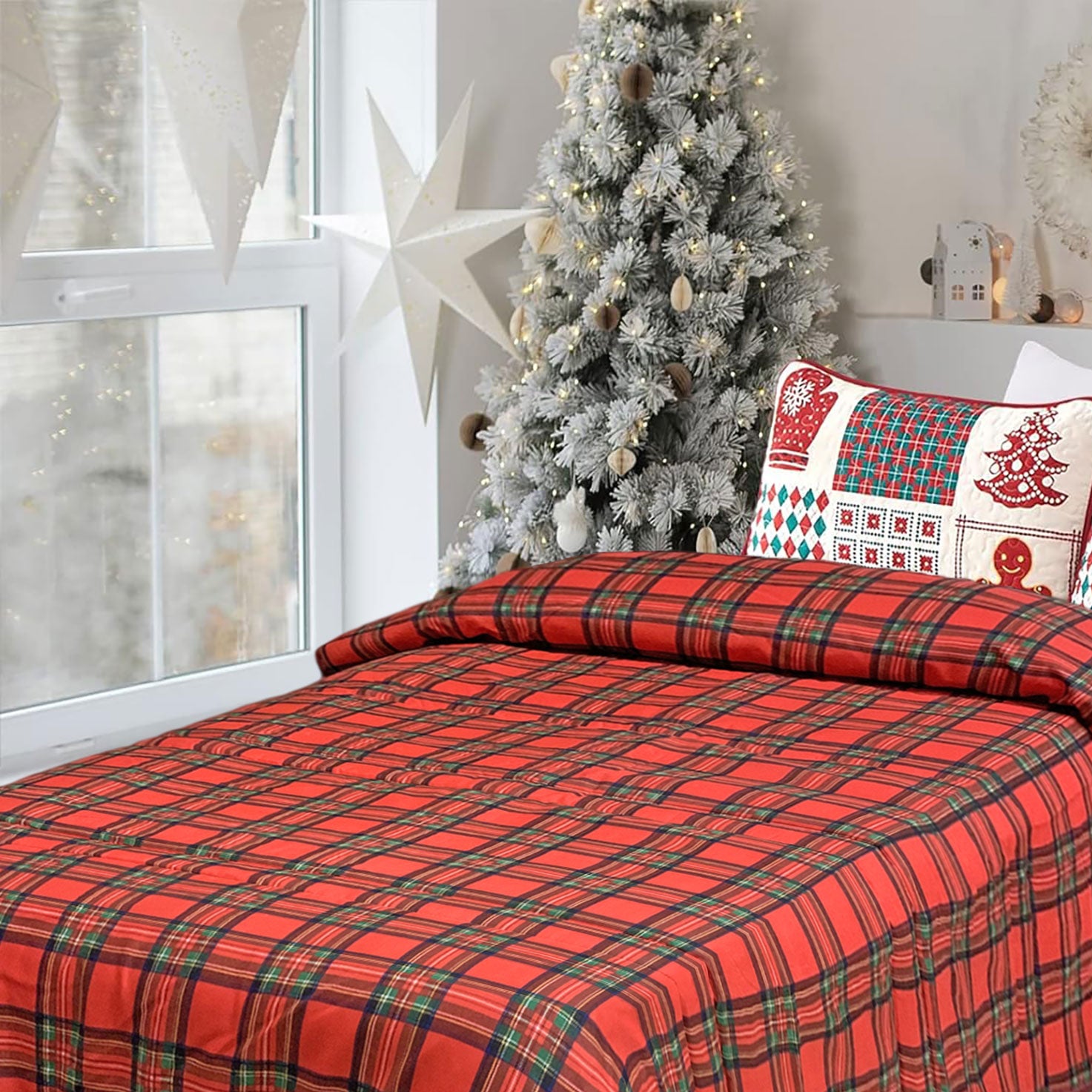 Trapunta natalizia piumone invernale letto matrimoniale Tartan 6511 - 5