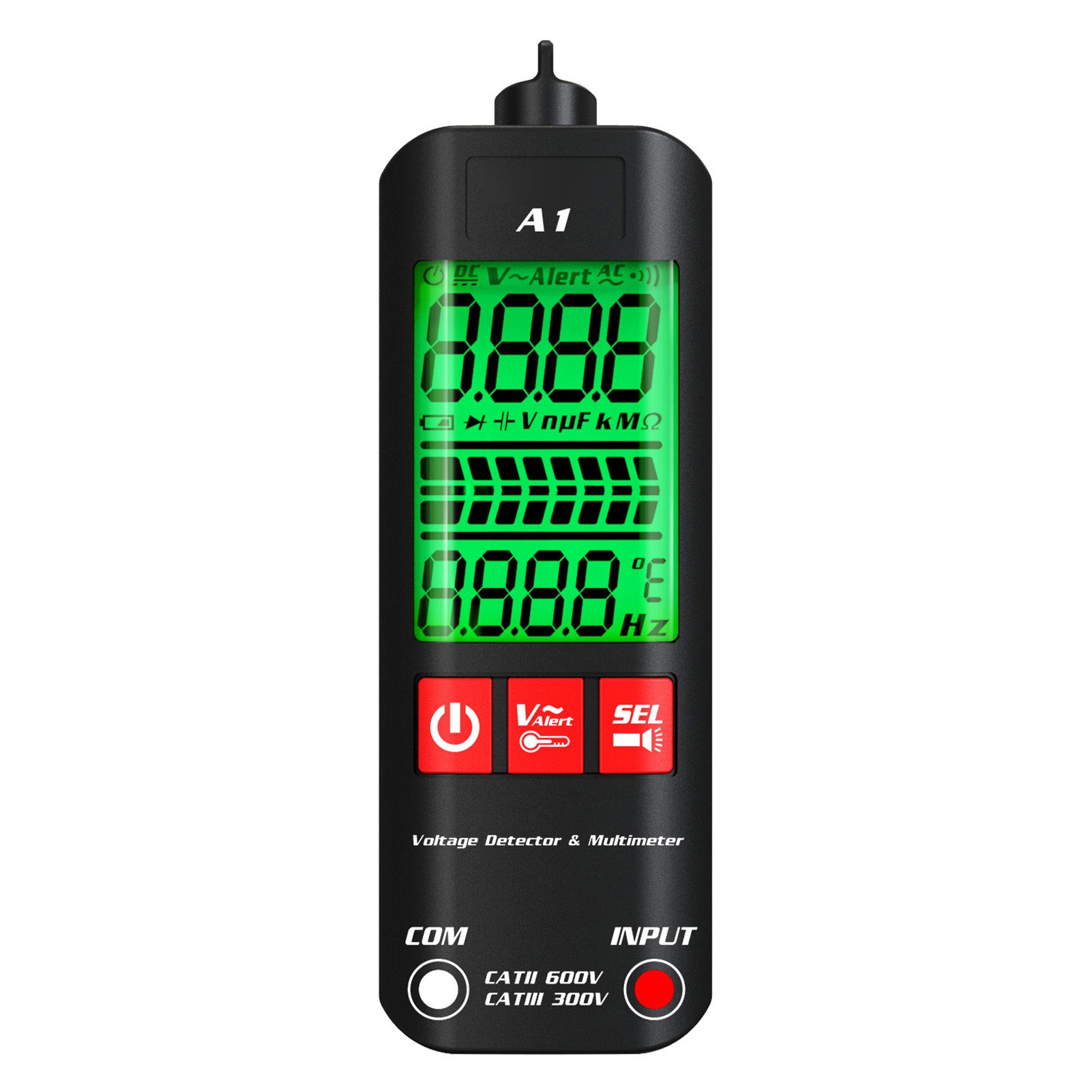 BSIDE A1X Multimètre Intelligent Mini Rechargeable – Testeur Tension NCV, Continuité, Diode, Capacité, Écran ID Couleur