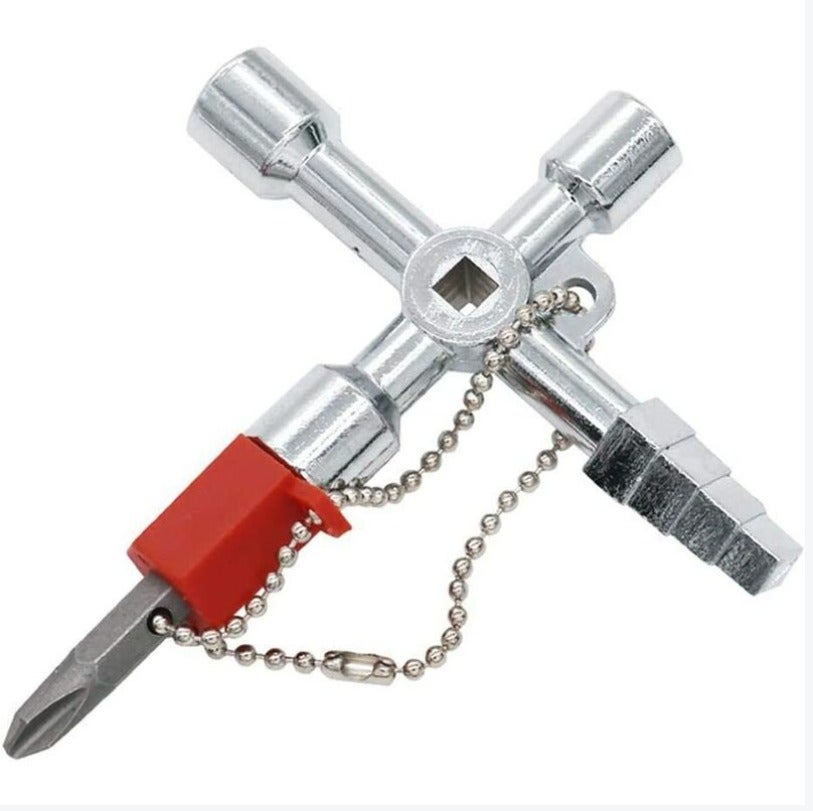 IOOMVOL Clé Universelle Armoire Electrique Clé Triangle Clé Carré pour Train Armoire électrique Ascenseur Outil à Main Multifonctionnel - 3