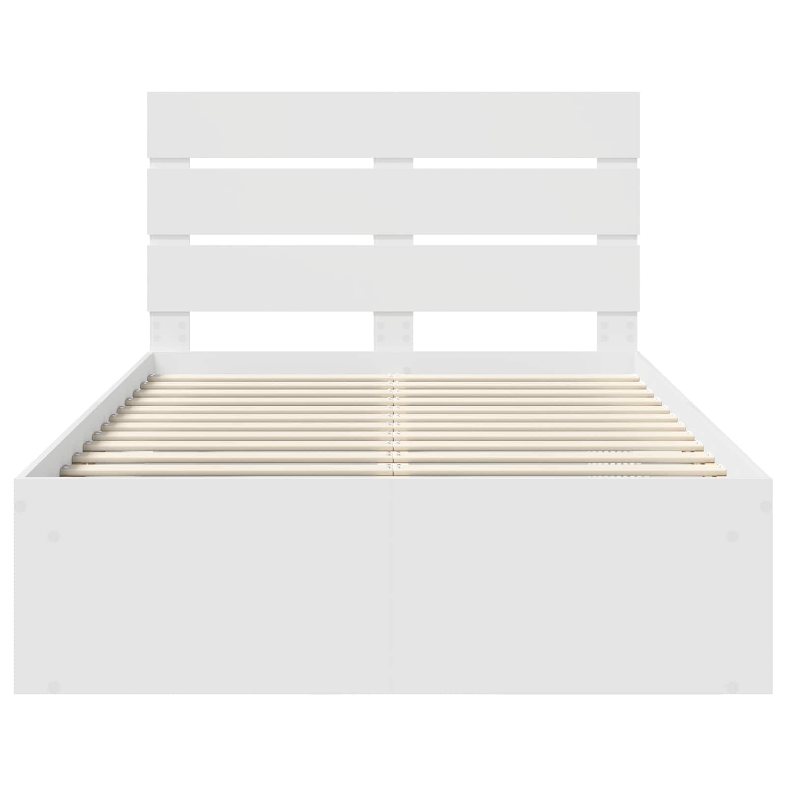 Cadre de lit blanc 120 x 190 cm bois de pin massif - 7