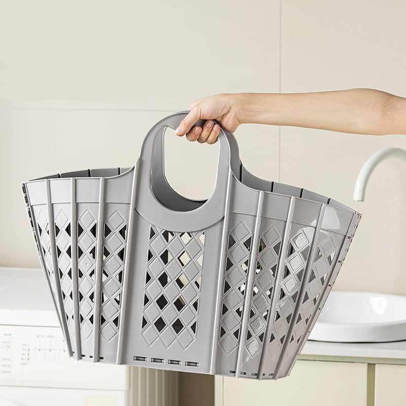 1 duży, oszczędzający miejsce, składany kosz na pranie z uchwytami, idealny do domu, pokoju dziecięcego i akademika, 50 x 27 x 42 cm.