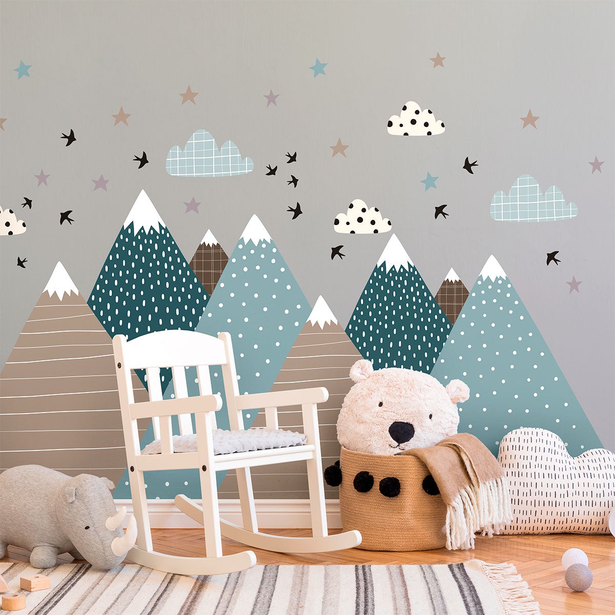 Vinilo niño escandinavo de montaña vika - adhesivo de pared - revestimiento sticker mural decorativo - 120x180cm - 8