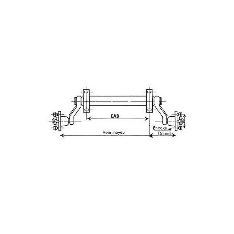 Essieu de Remorque non freiné 750KG - 4TR130 - 2