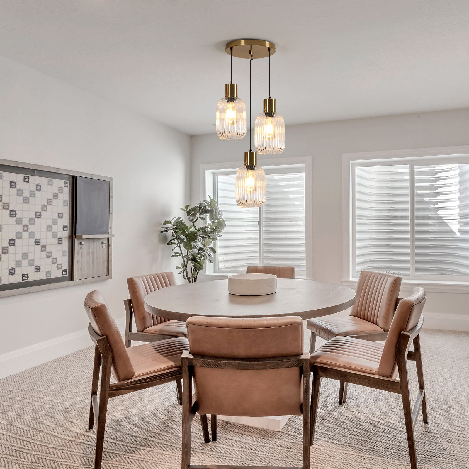 COMELY Suspension en Verre, Lustre Globe à 3 lumières en Laiton doré, luminaire Suspendu Moderne lumières pour Chambre, Salon,Verre transparent - 6