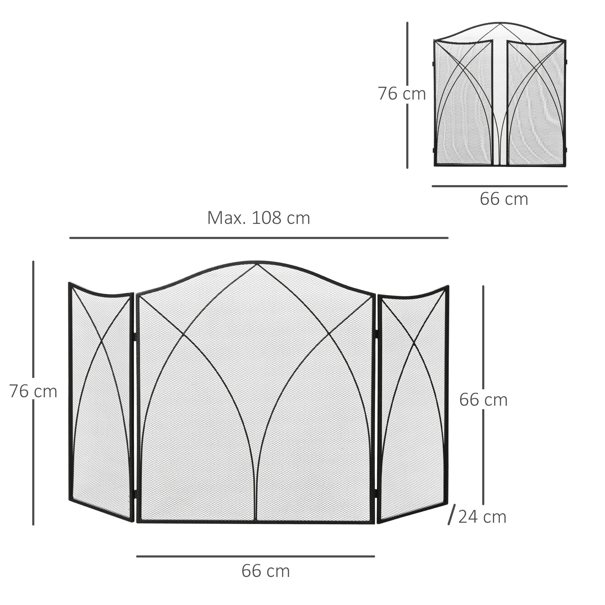 Pare-étincelles Yitahome 3 Panneaux Pliable - Finition Noire Métallique - Intérieur/Extérieur