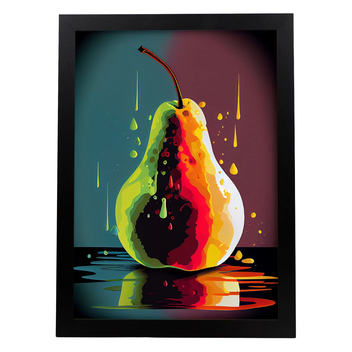 Nacnic poster de pera a todo color ilustraciones de frutas verduras y comida sana en estilo arte urbano diseño moderno y model 1 a3 con marco negro