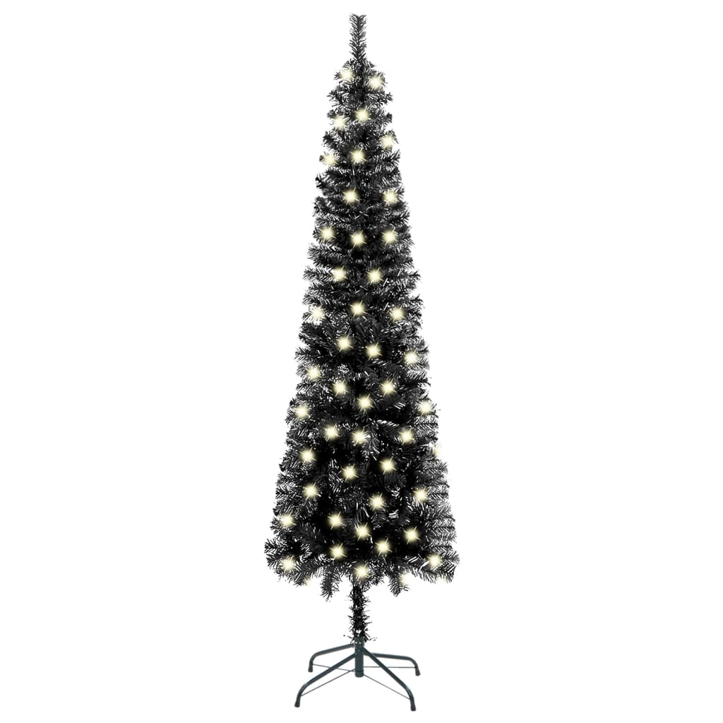 Albero Di Natale Sottile VidaXL 270 Cm In PVC – Con Base Metallica – Stile Pencil