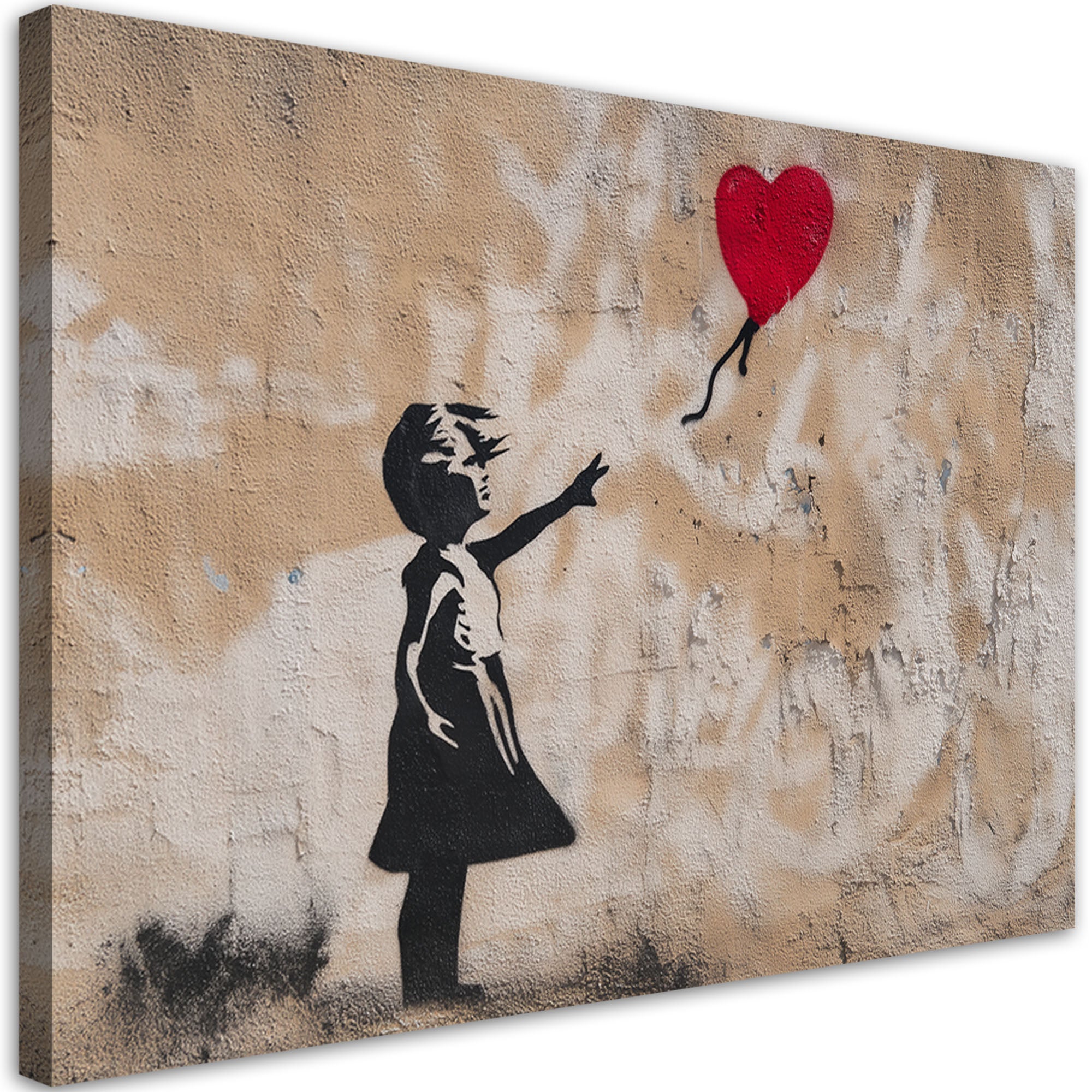 Obraz na płótnie, Banksy Dziewczynka z balonikiem Beżowy 100x70
