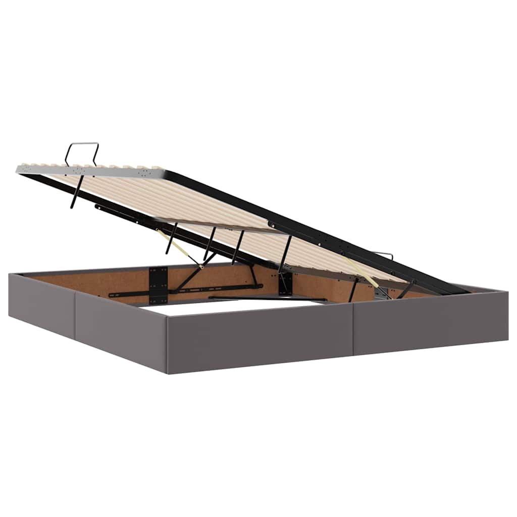 Lit avec rangement et matelas, en similicuir gris, pour la chambre, 180 × 200 cm - 6