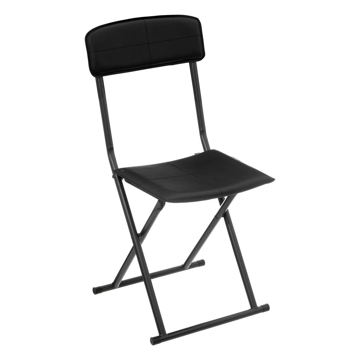 Sedia da esterno pieghevole in metallo e plastica effetto rattan nero