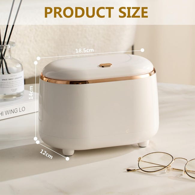 Mini Poubelle De Table 2L Avec Couvercle Presse - Blanche - Bureau, Voiture, Salle De Bain