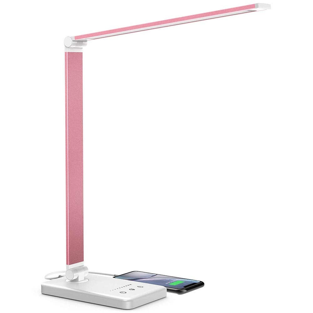 Ściemniane Lampki Biurkowe z 5 Trybami Kolorów i 10 Poziomami Jasności, Elastyczne Sterowanie Dotykowe, Lampka Nocna z Portem USB i Funkcją Timera
