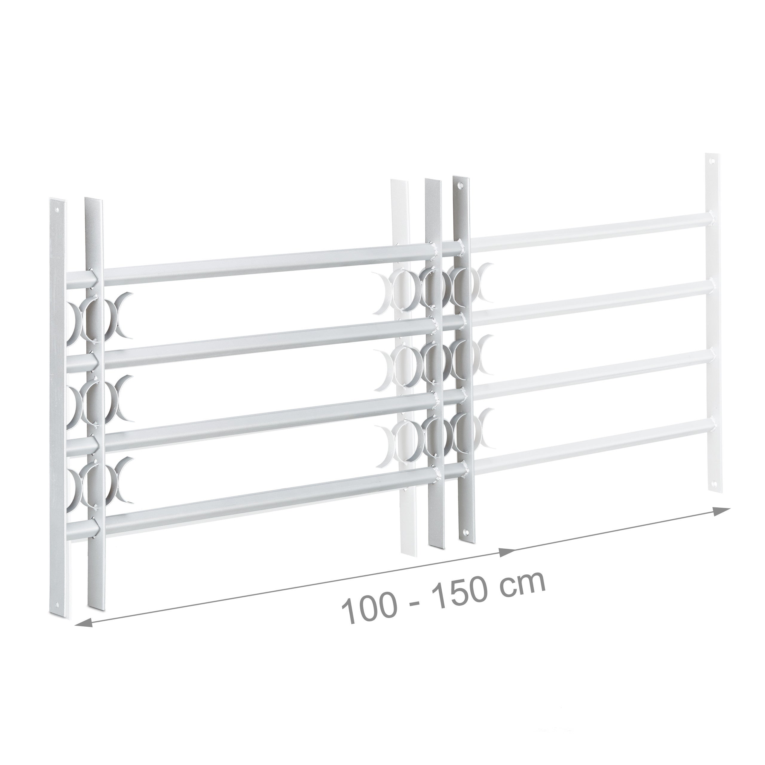Grate per Finestre Antiscasso, 600x1000-1500 mm, Estensibili, Acciaio, Inferriate di Sicurezza, Grigio, Relaxdays - 6