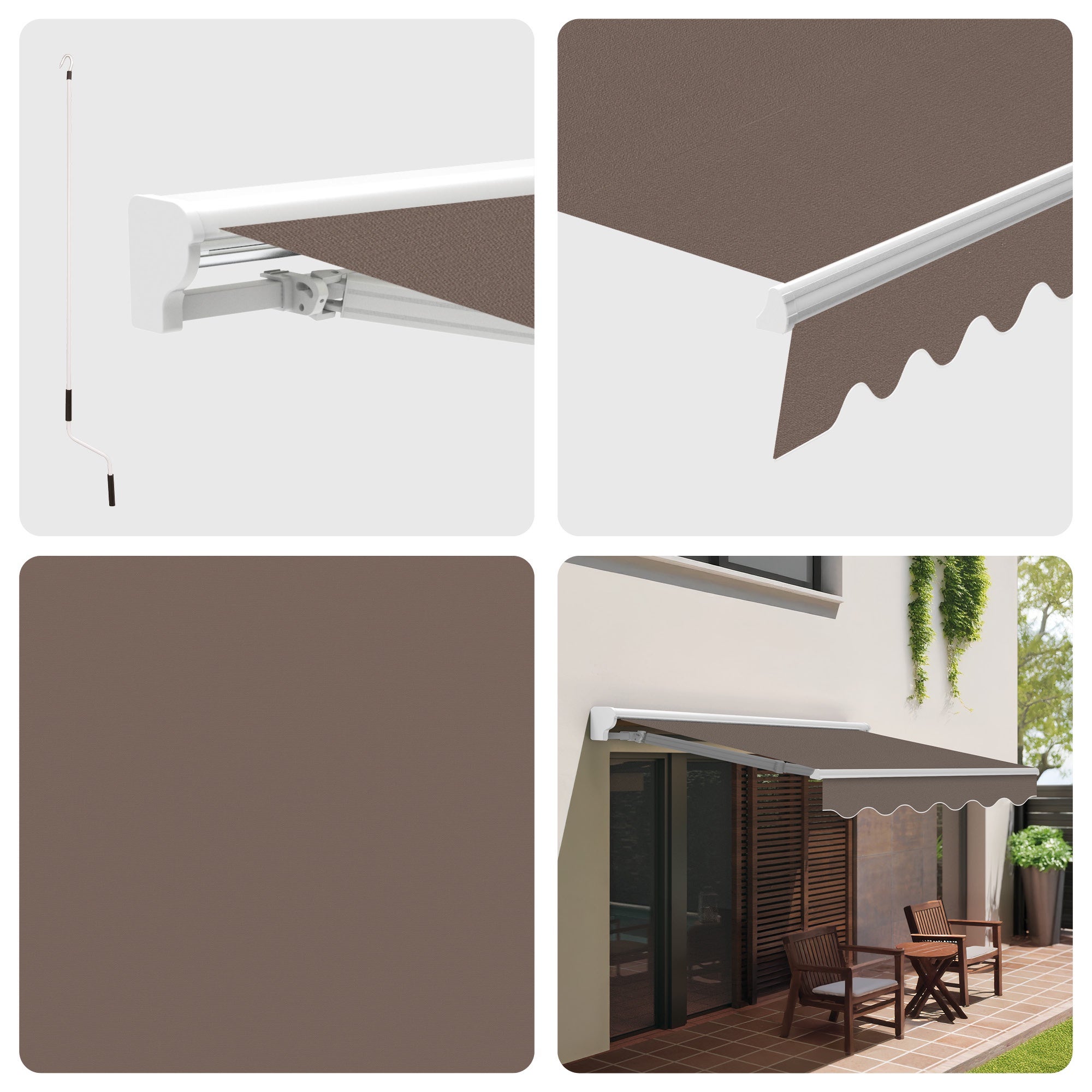 Toldo Exterior Retrátil 3x2,5m Taupe Poliéster – Estrutura Semicofre de Alumínio – Lona Proteção Solar - 2