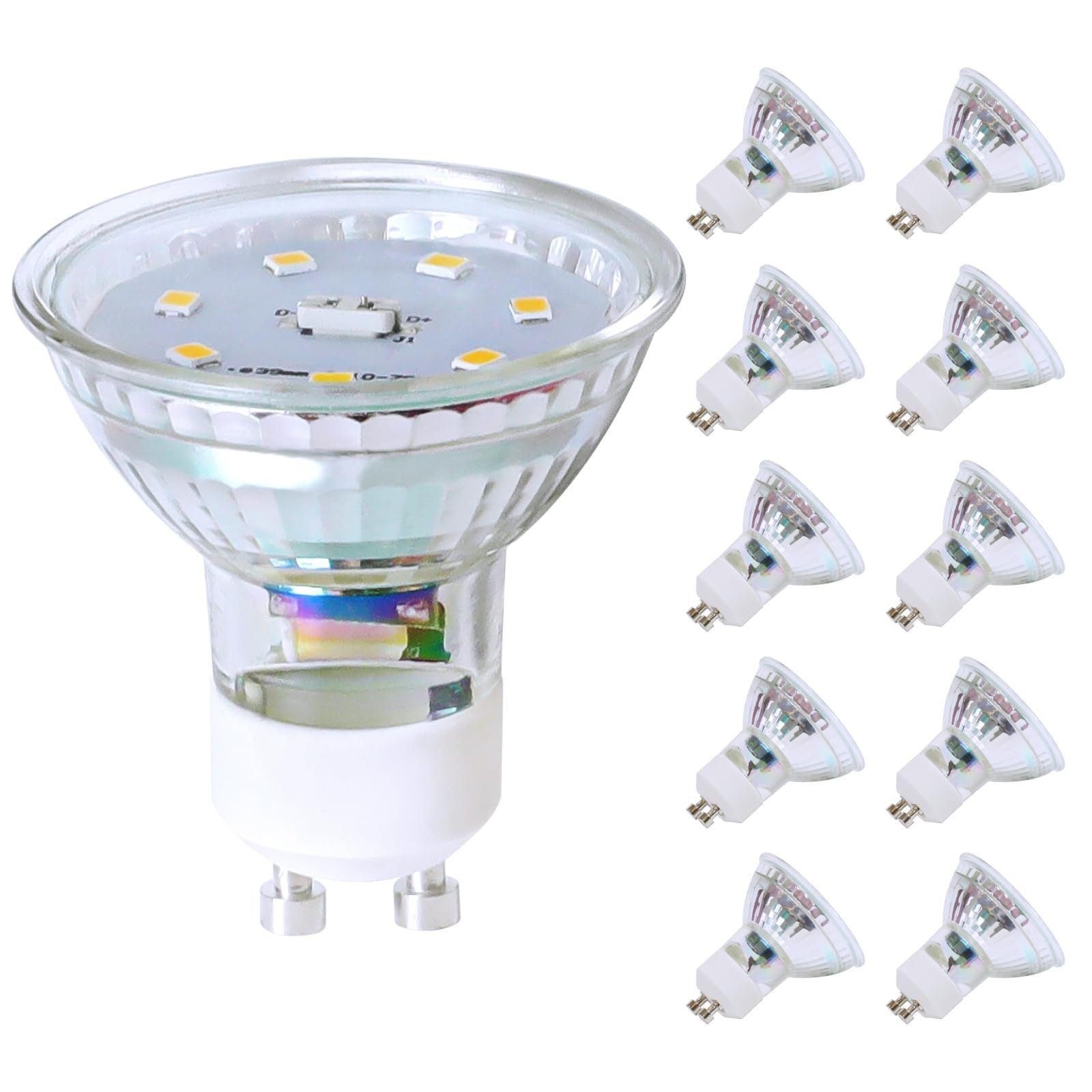 Lot De 10 Ampoules Halogènes GU10 50W - Blanc Chaud, Dimmable, Pour Spots Et éclairage Intérieur