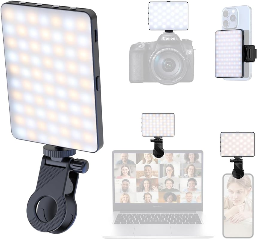 Lampa LED do Selfie z Klipsem - 72 LED Przenośna, Wideo, Światło do Aparatu 3000-9900 K