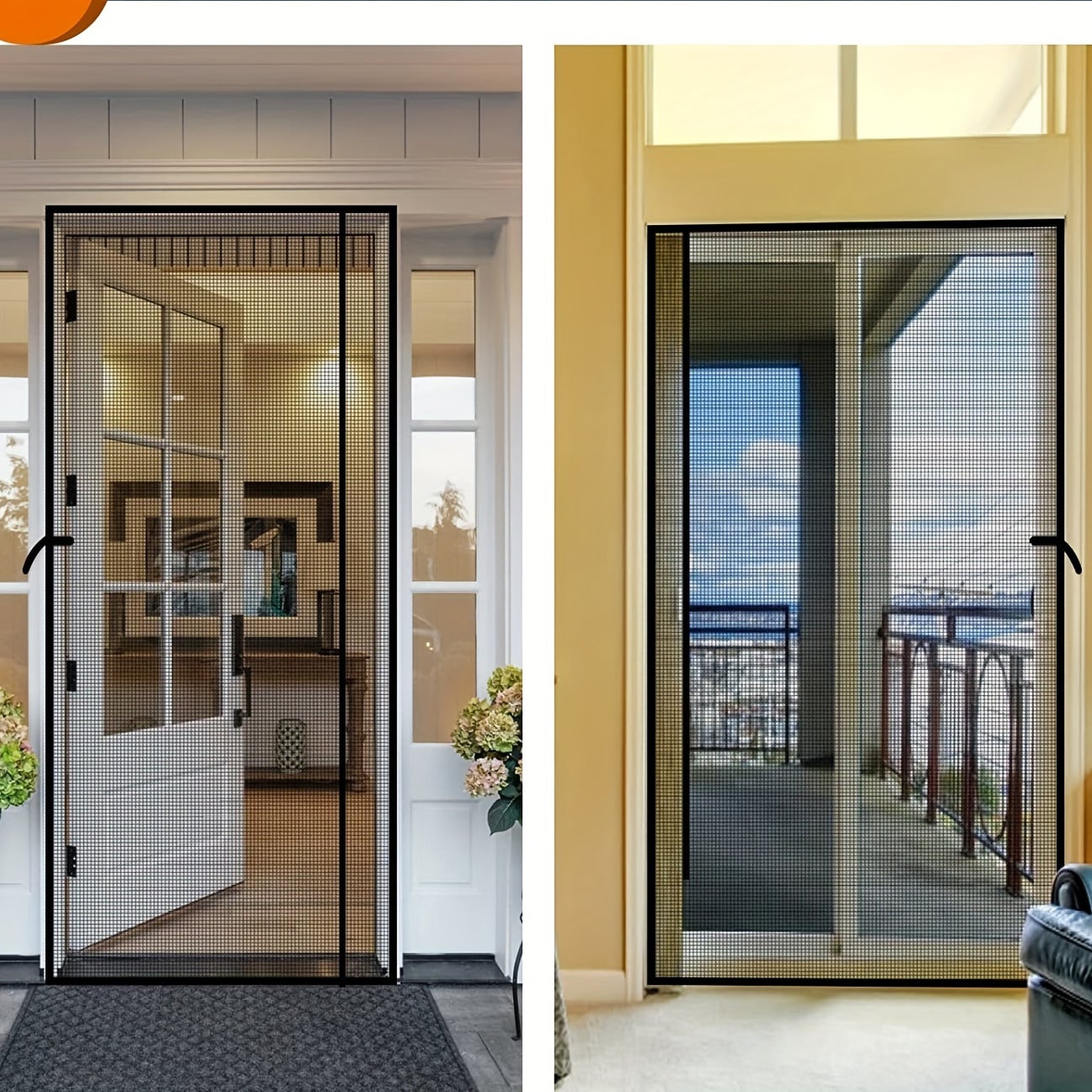 Puerta Mosquitera Magnética de Apertura Lateral - Cierre Magnético, Antiinsectos, Manos Libres, Cortinas para Puerta, Negro, 95x210cm - 5