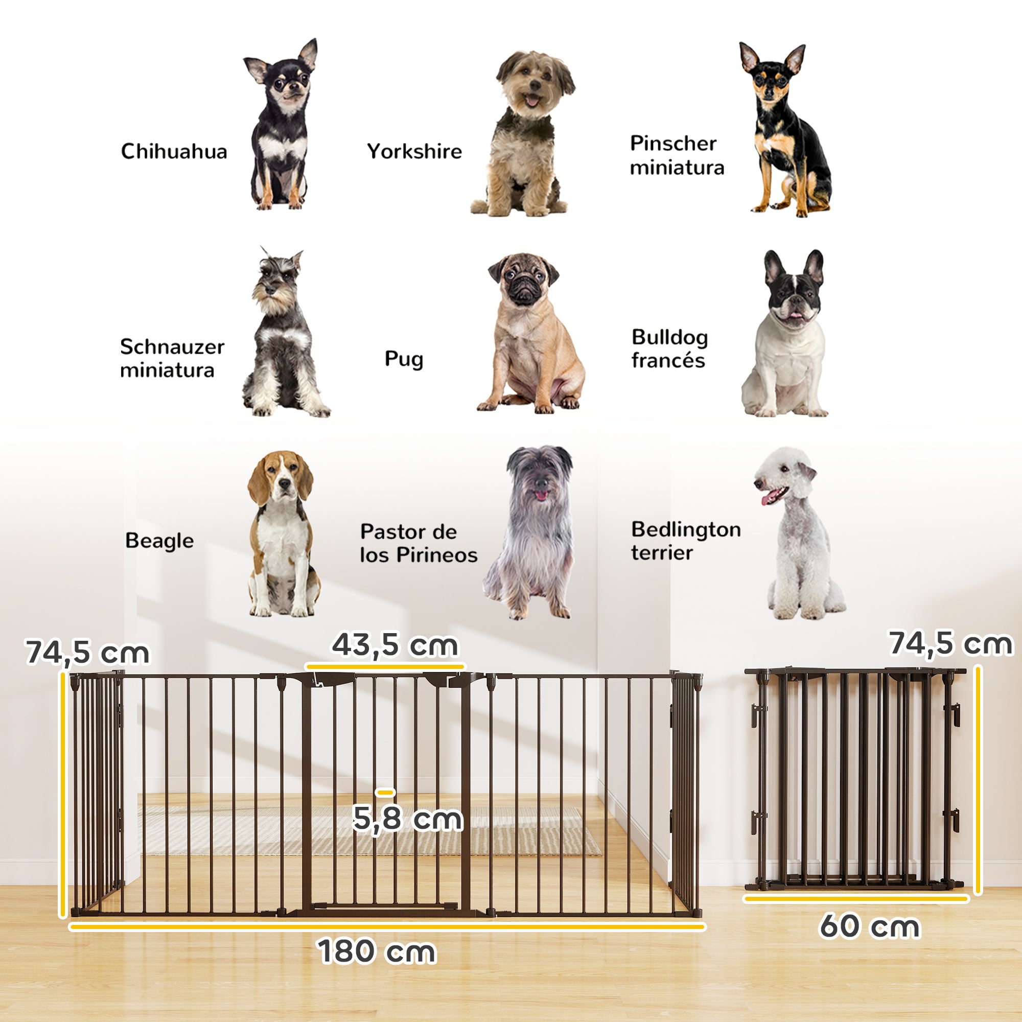 Barrera de Seguridad PawHut Metal, Plástico Negro 300x74.5 cm - 3