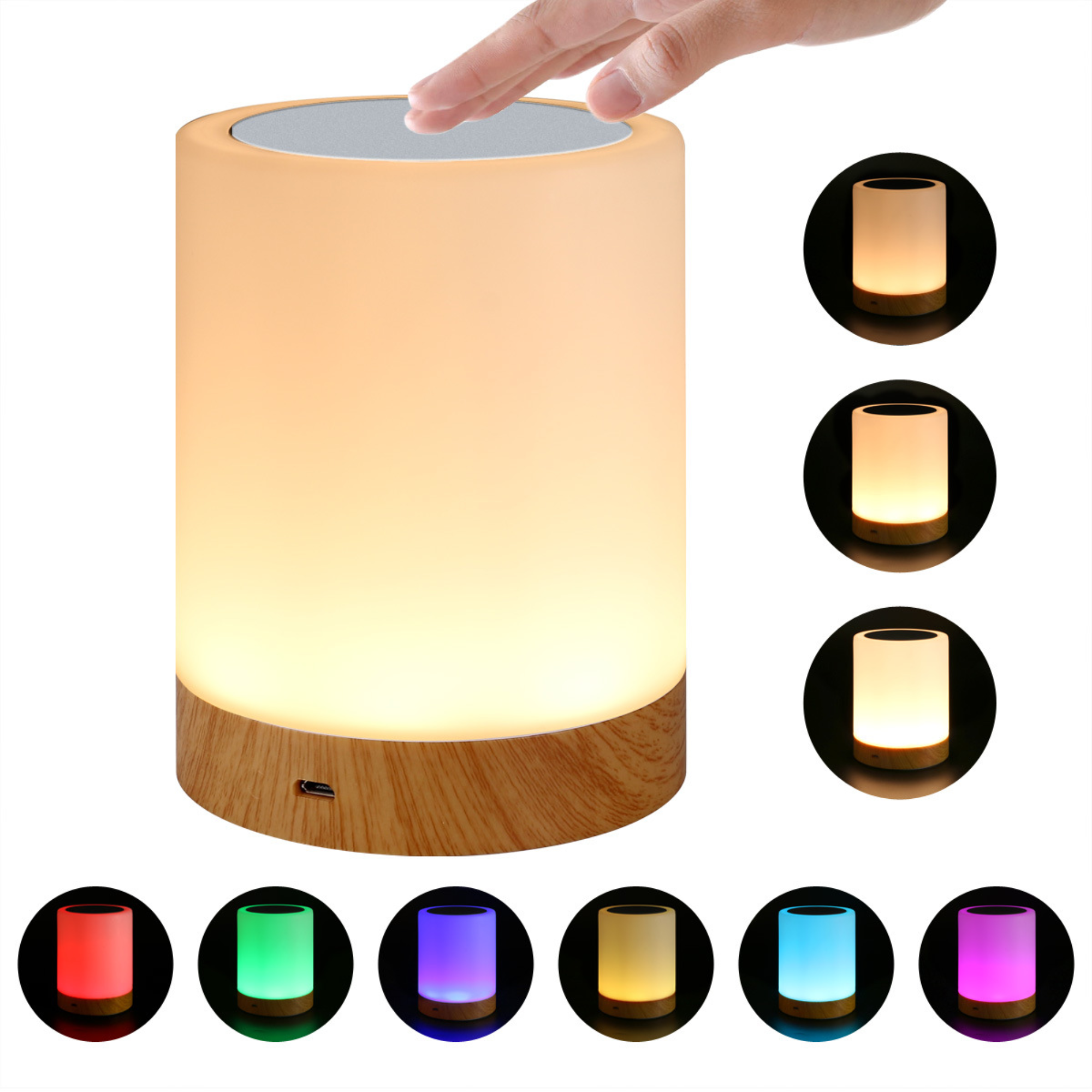 Akumulatorowa dotykowa lampa stołowa RGB z regulowanym wielokolorowym USB