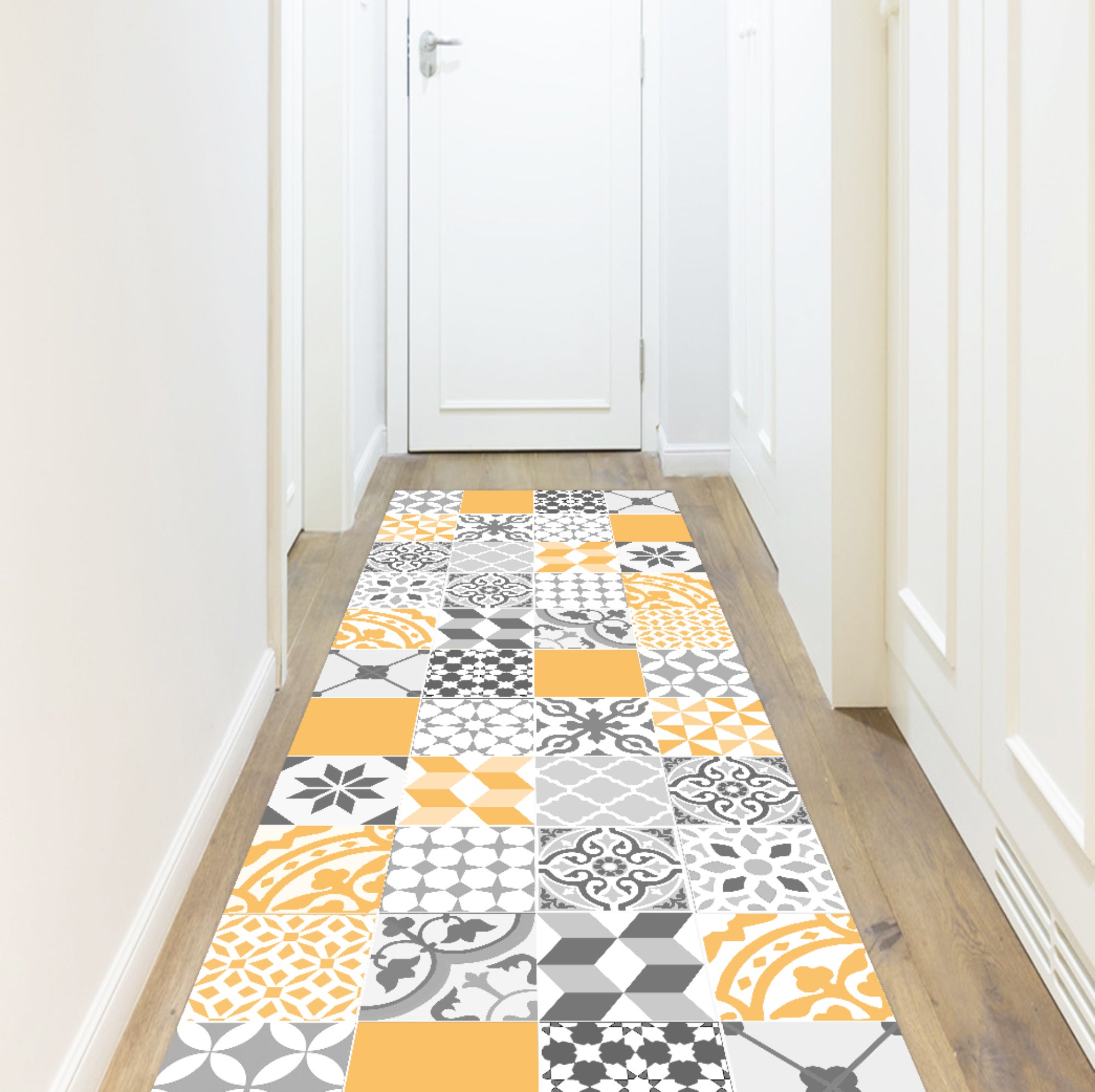 Tappeto antiscivolo in vinile, patio amarillo 66x250 cm - PVC stampato, lavabile, ignifugo, per il salotto o la cucina, stile idraulico - 2