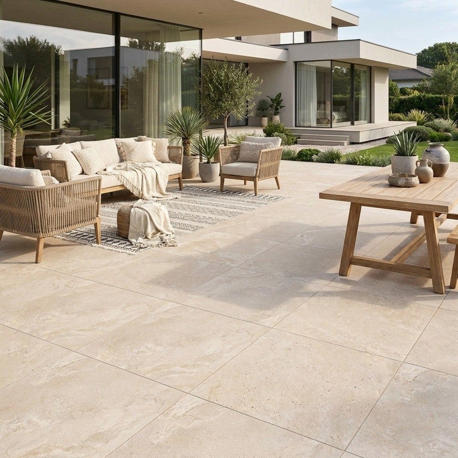 Carrelage Extérieur Grand Format Keita Origine Almond 100x100 Cm R11 Antidérapant - 7