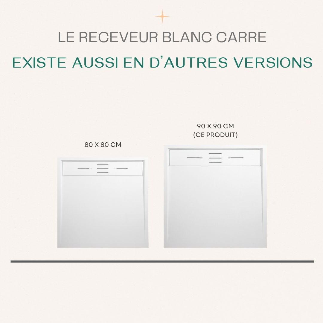 Receveur Résine 90 x 90 Façon Ardoise Blanc - 4