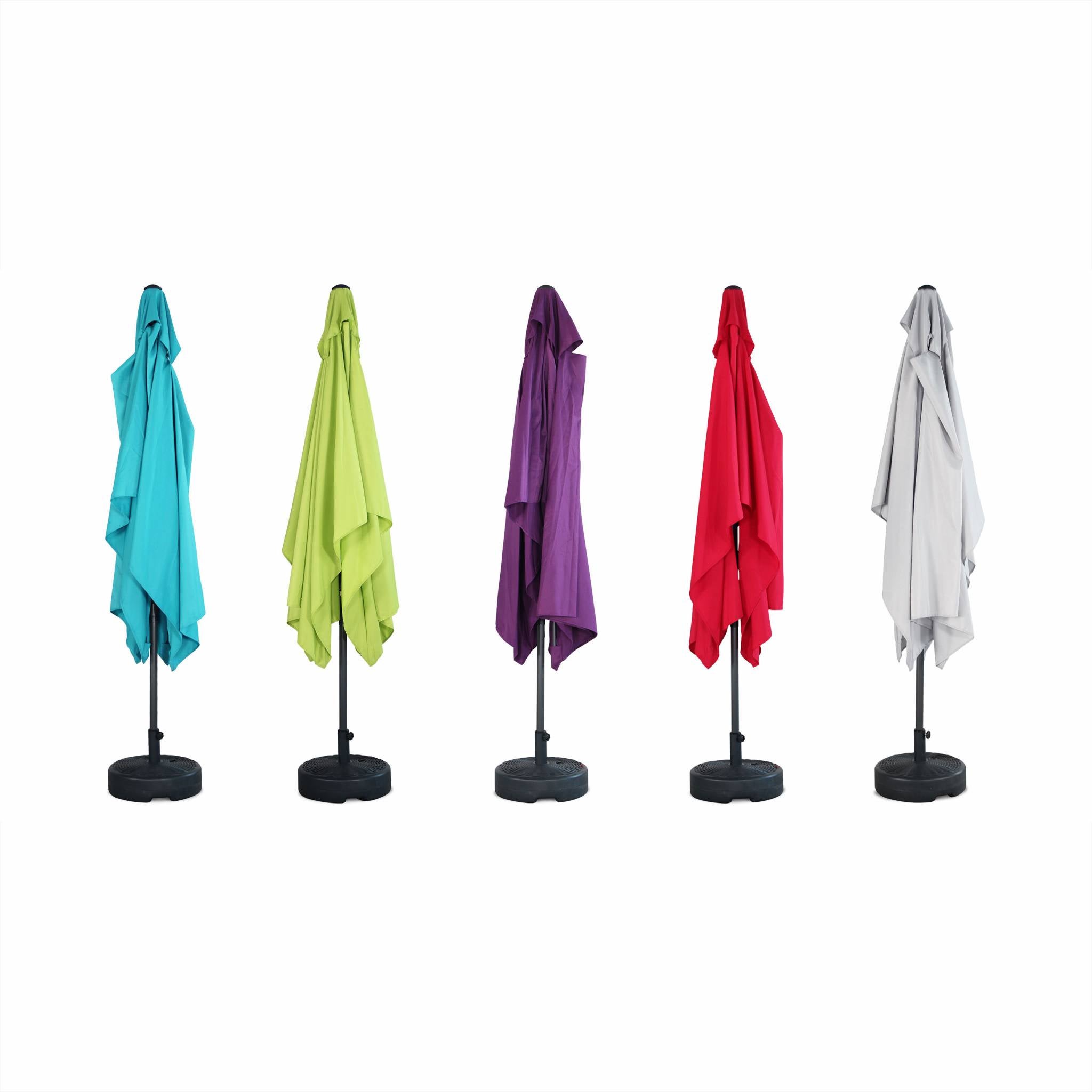 Parasol droit rectangulaire 2x3m - Touquet Prune - mât central en aluminium orientable et manivelle d'ouverture - 7