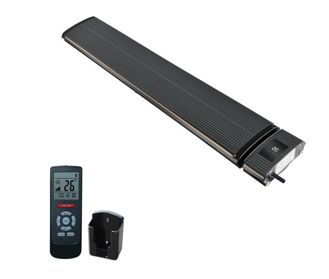 Chauffage radiant infrarouge QH AB 2400W WiFi - Noir feu noir en aluminium inclus Thermostat