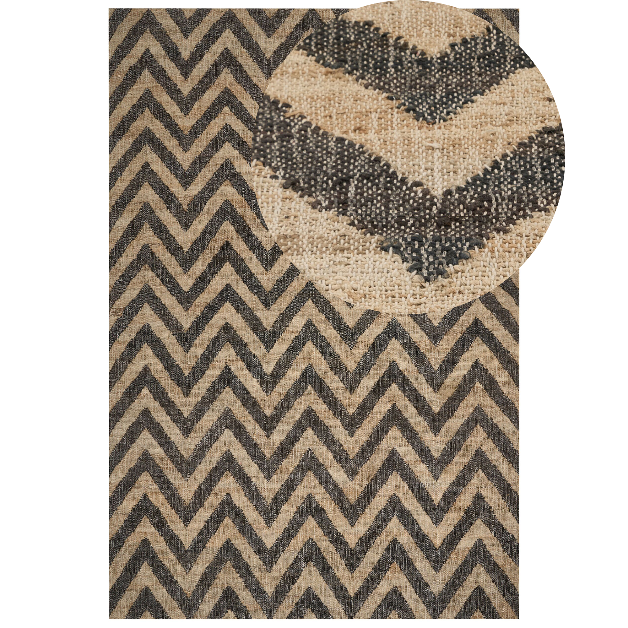 Beliani alfombra de yute beige y negra 200 x 300 cm dedepinari