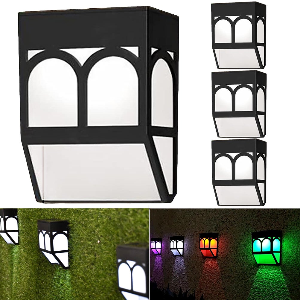 Zestaw 4 zewnętrznych lamp solarnych, 2-trybowe lampy solarne LED do ogrodzeń, wodoodporne solarne lampy tarasowe, solarne kinkiety