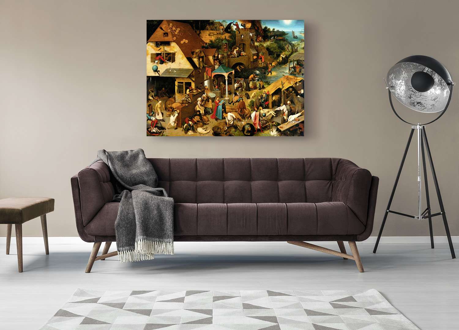 Peinture, impression sur toile - Pieter Bruegel l'Ancien, Les Proverbes hollandais - 100x70 cm - 3