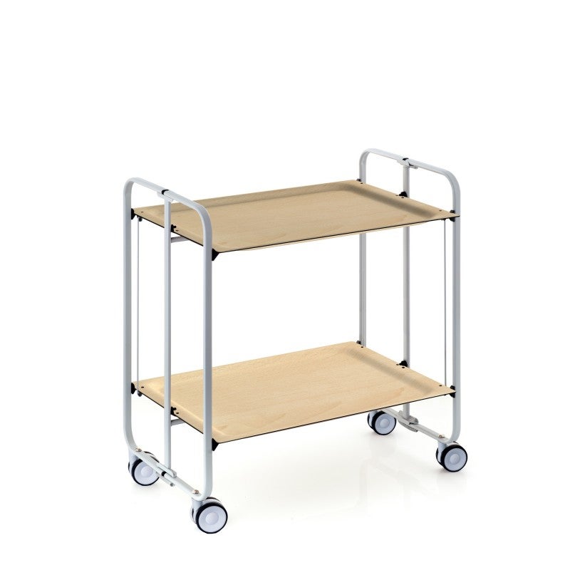 Don hierro - carrito auxiliar plegable bauhaus con ruedas – armazón metálico gris, 2 niveles, 4 posiciones ajustables-