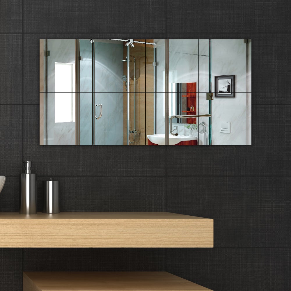 4 Adesivi Da Parete A Specchio In Acrilico – Motivo Floreale 20x20 Cm, Marrone, Autoadesivi Per Bagno, Soggiorno E Ufficio