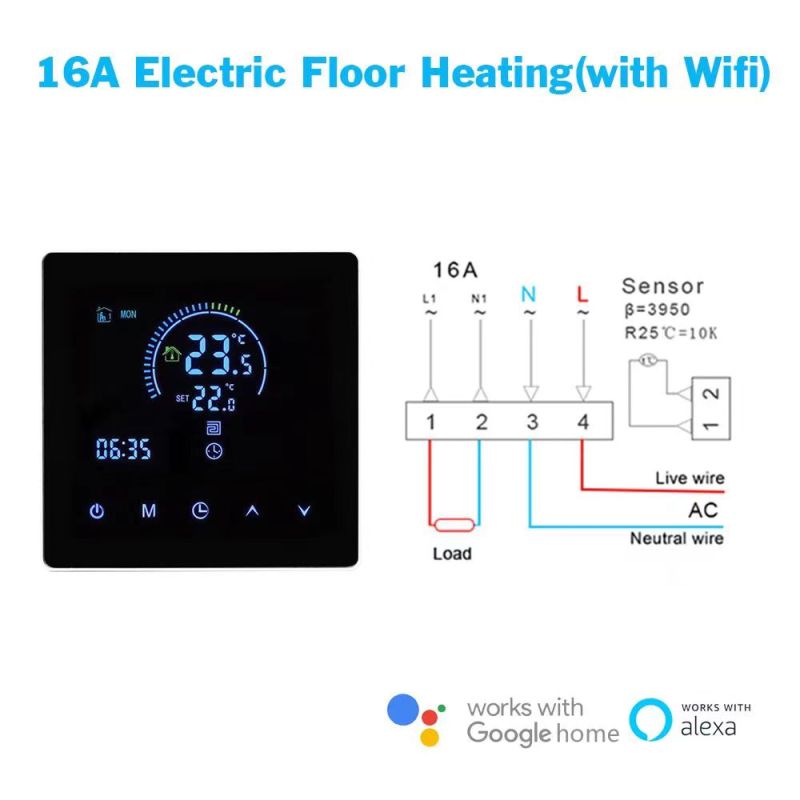 Thermostat Intelligent Connecté Wi-Fi pour Chauffage Électrique, Affichage LCD, Contrôle à Distance par Application, Chauffage Souterrain - 2