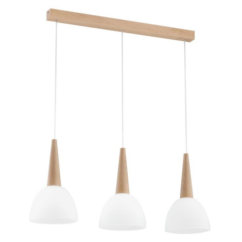 Lampa wisząca Bera jasne drewno-biała 3xE27x15W dekoracyjna wym: 78 x 18 x 70 cm metal Alfa
