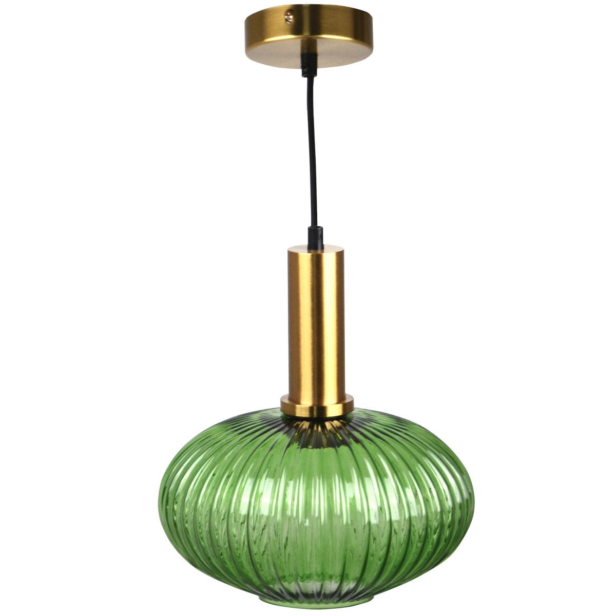 Lampa wisząca Norfolk zielono-złota 1xE27x20W wym: 100 x 24,5 x 24,5 cm szkło Polux