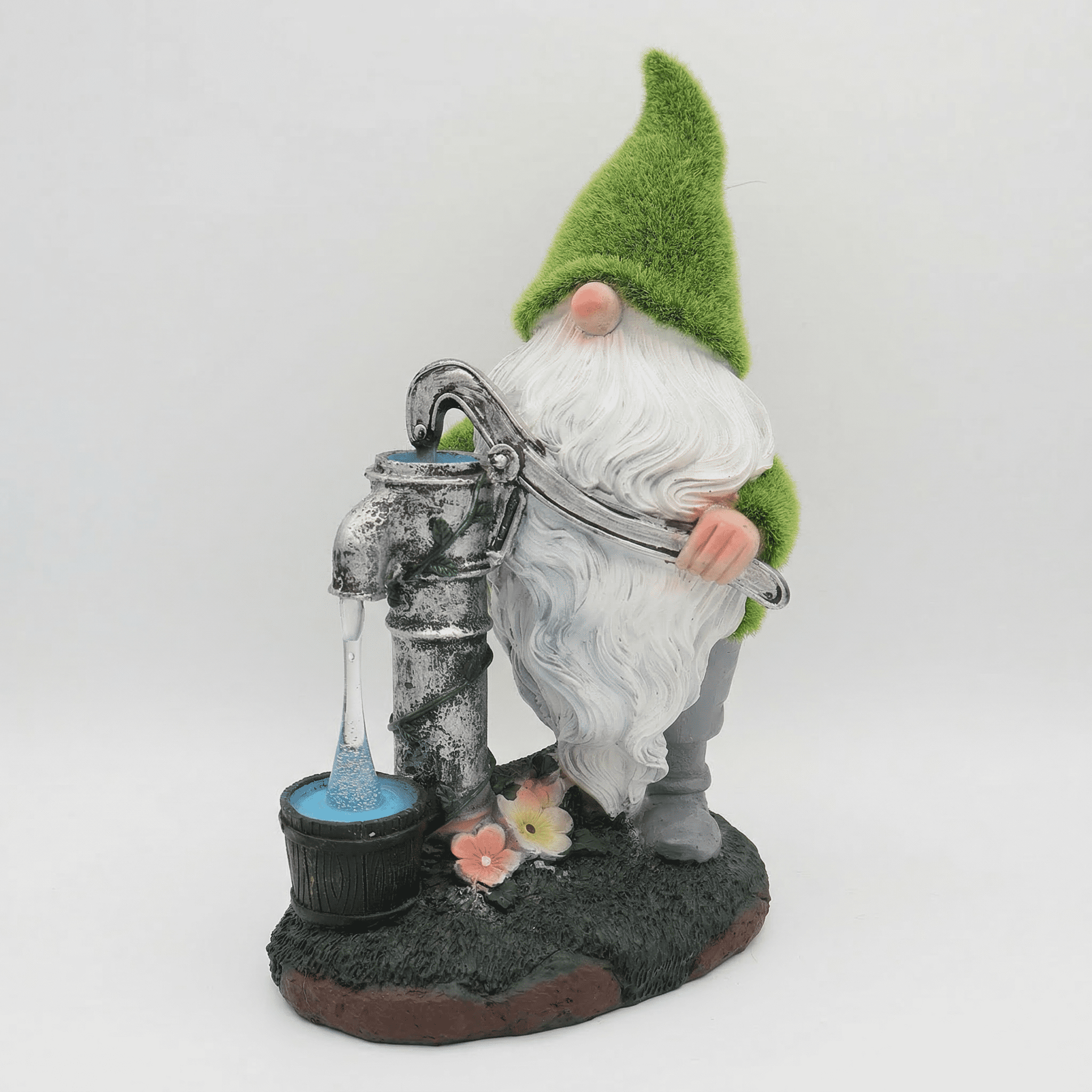 Statue lumineuse solaire d'extérieur pour jardin en forme de gnome - Résistante aux UV, résine - Vert - 8