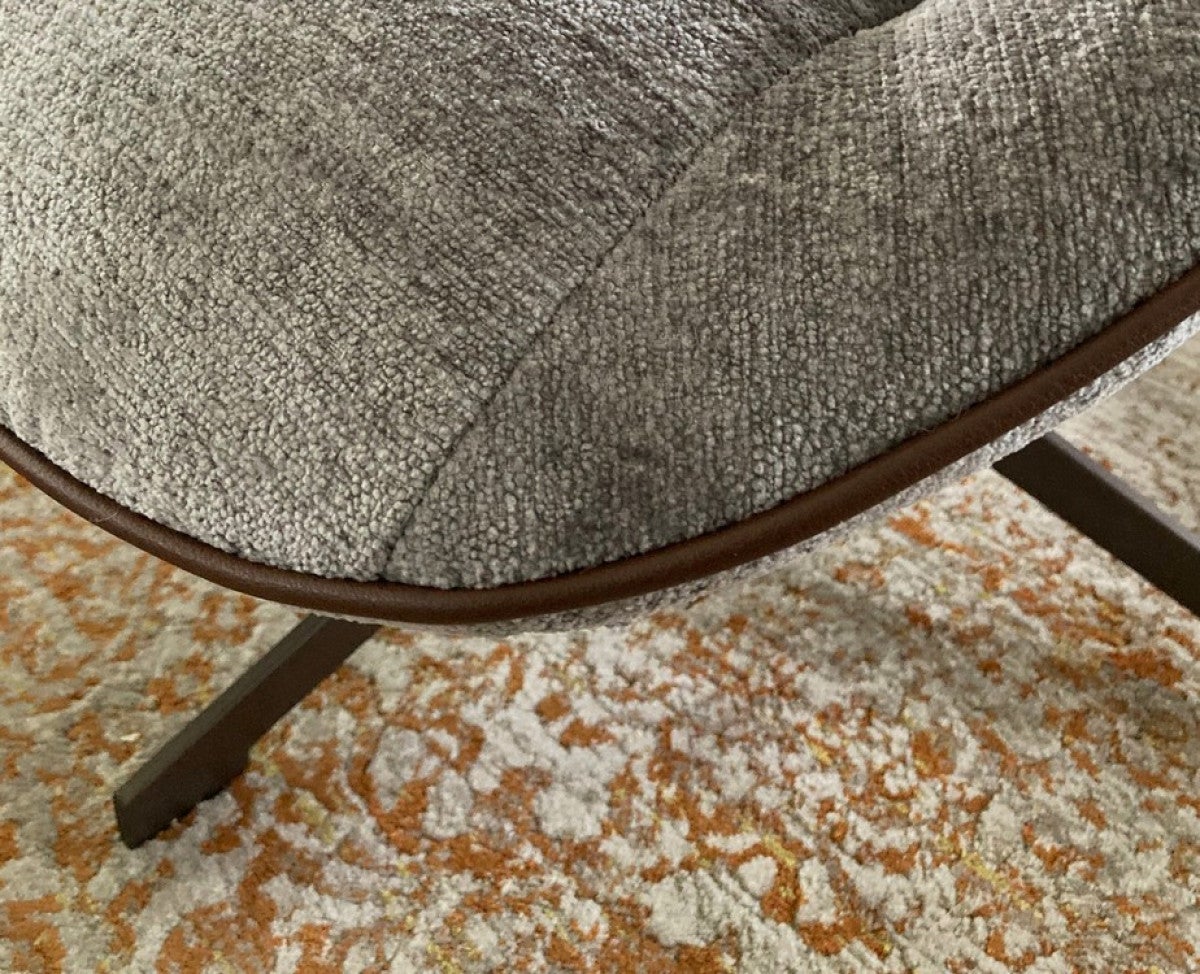 Poltrona girevole in velluto grigio - 3