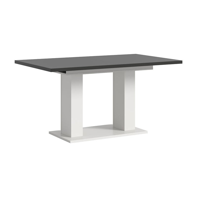 Motion stół do jadalni podwójna kolumnowa 90x150/190 cm z 1 wkładką szary, biały.
