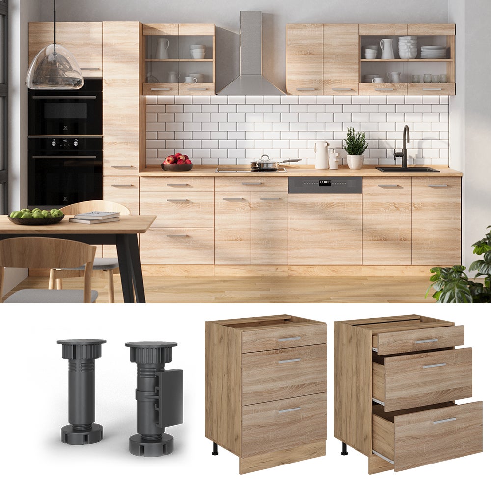 Vicco Meuble cuisine R-Line, Sonoma, 60cm avec tiroirs, sans PT - 3