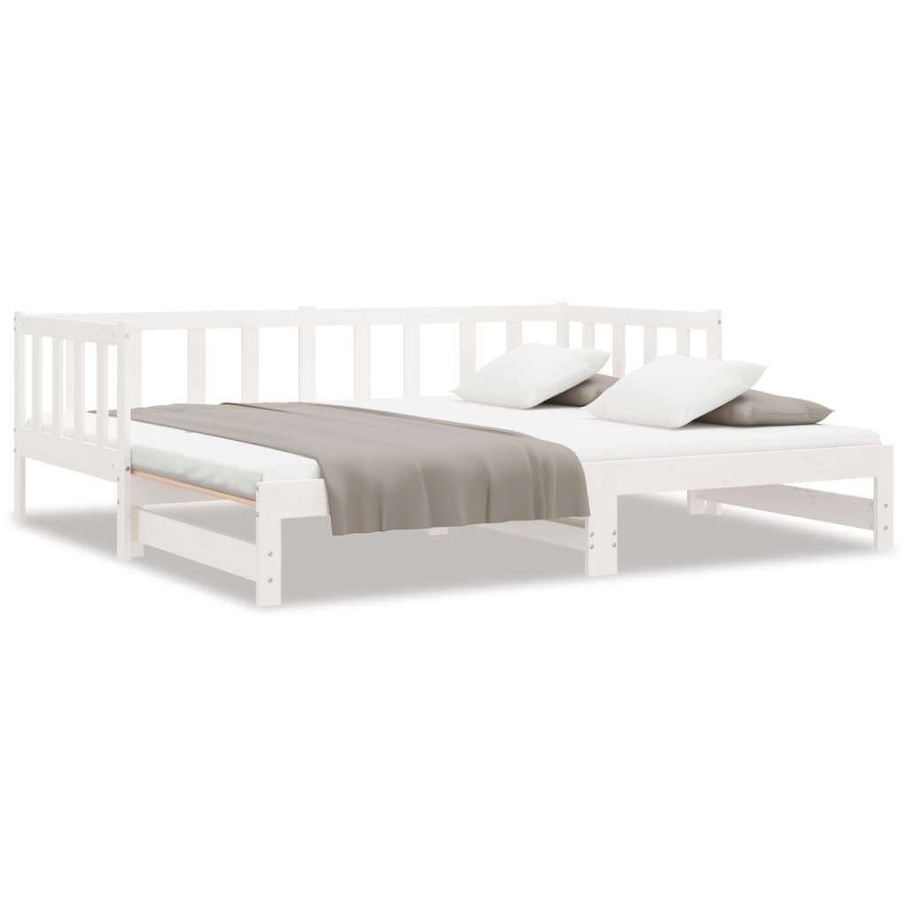 Lit coulissant sans matelas blanc, pour la chambre, 2 × (90 × 200) cm - 2