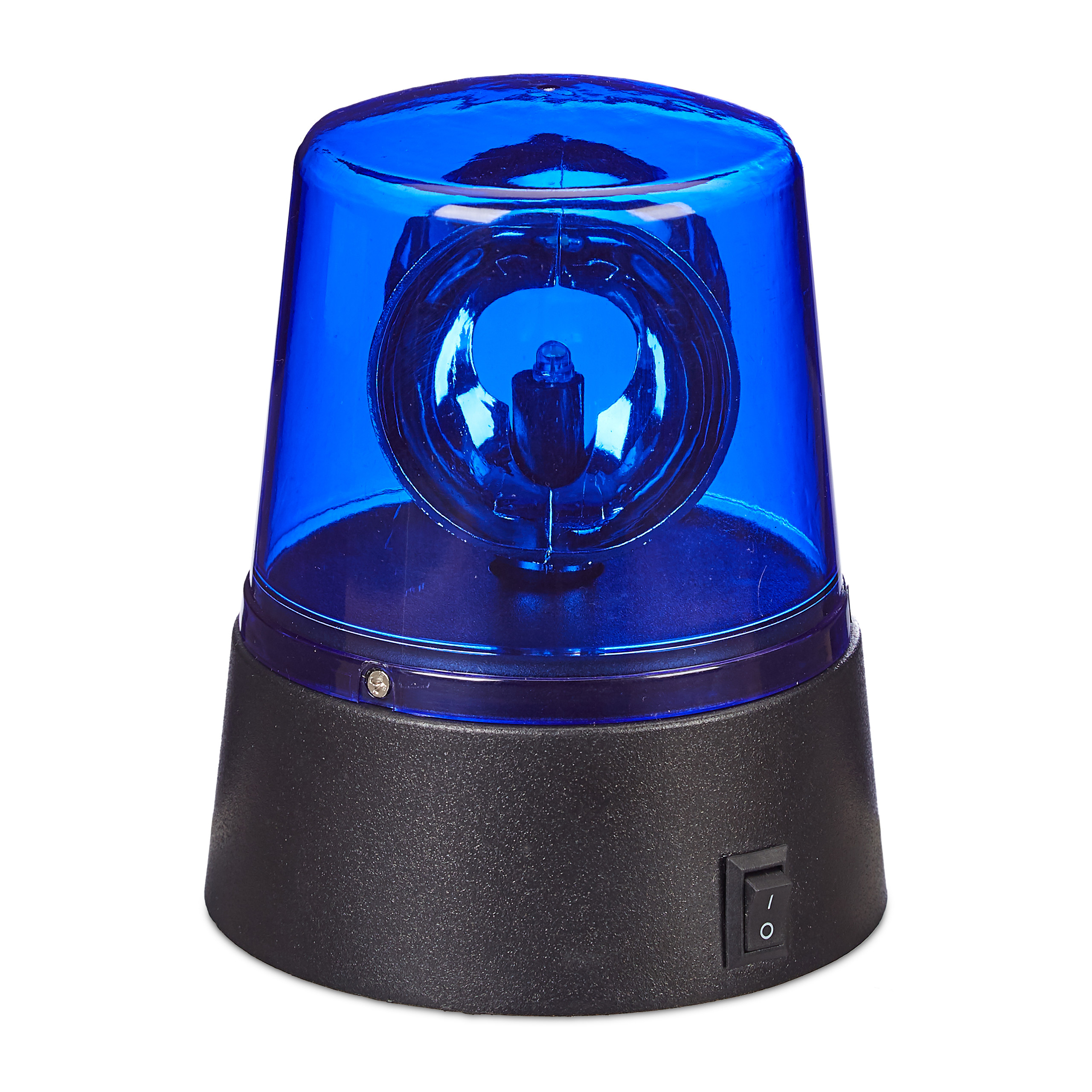Relaxdays luz policía led, luz advertencia omnidireccional, para fiestas, con pilas, ps-abs, azul