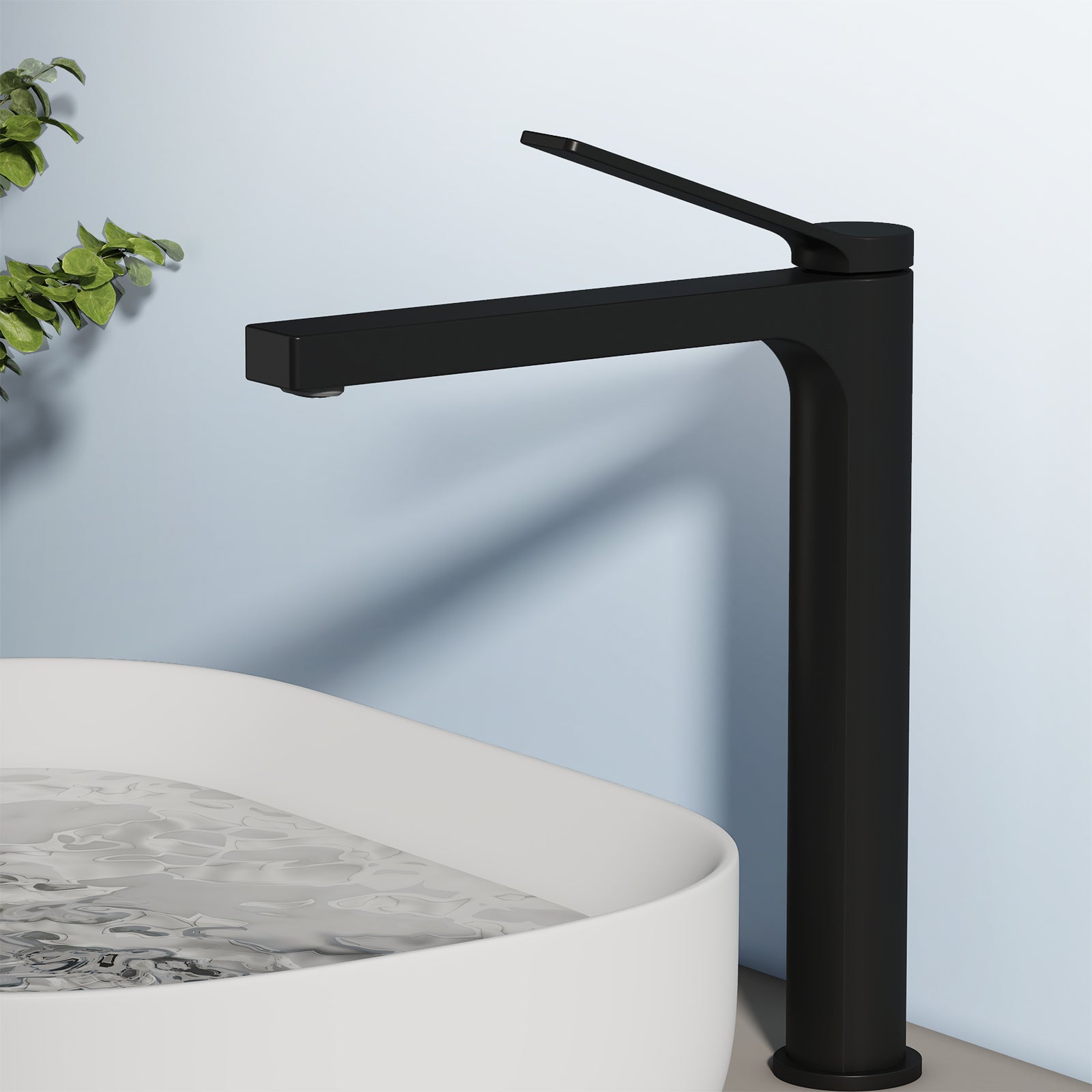 EMKE Bateria umywalkowa wysoka czarny matowy 33.5 cm